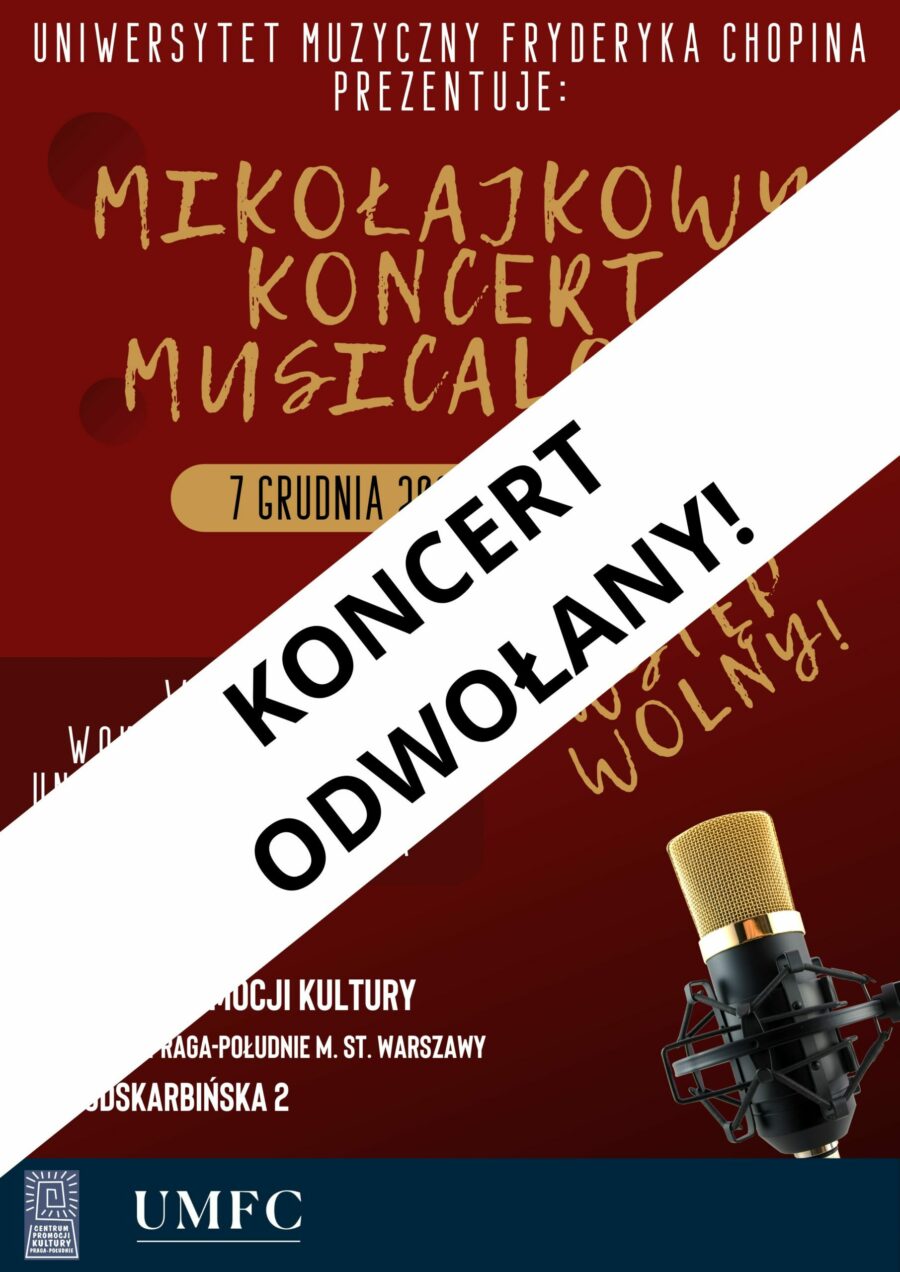 UMFC prezentuje: Mikołajkowy Koncert Musicalowy – KONCERT ODWOŁANY!