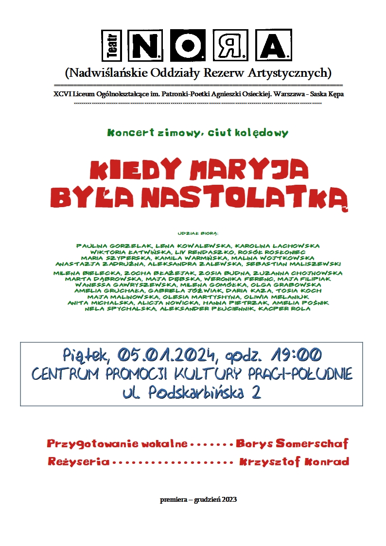 Koncert „Kiedy Maryja była nastolatką” / Teatr N.O.R.A.